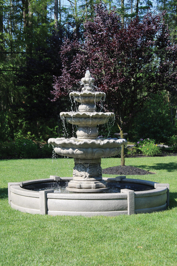 Three Tier Scallop Fountain on 8' Fiberglass Pool – Massarelli