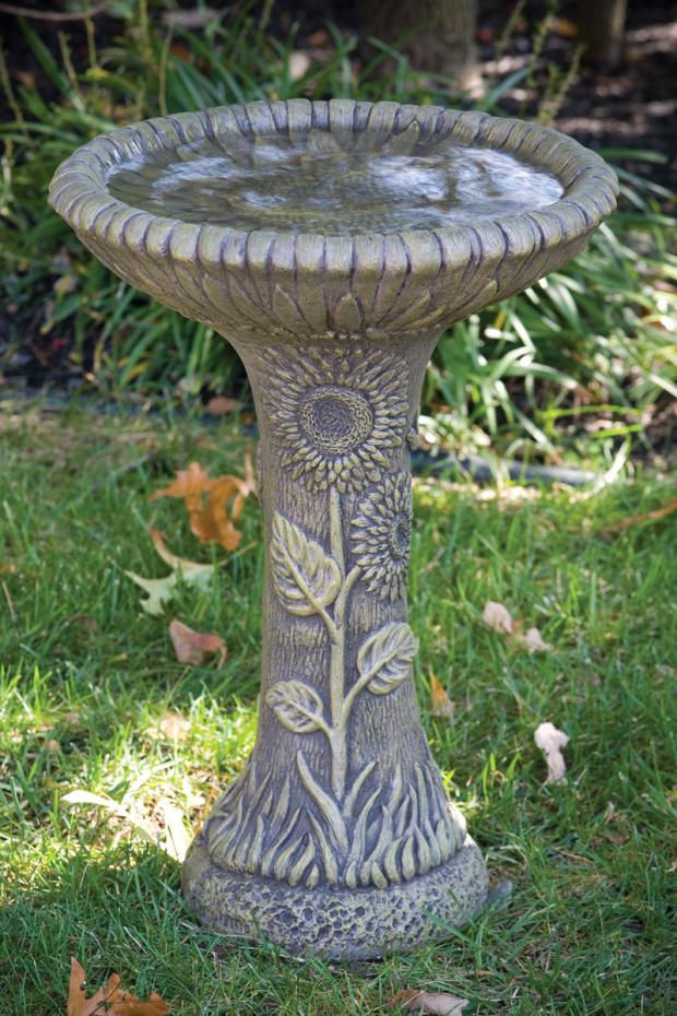 One Piece Sunflower Bird Bath – Massarelli Lawn Ornaments