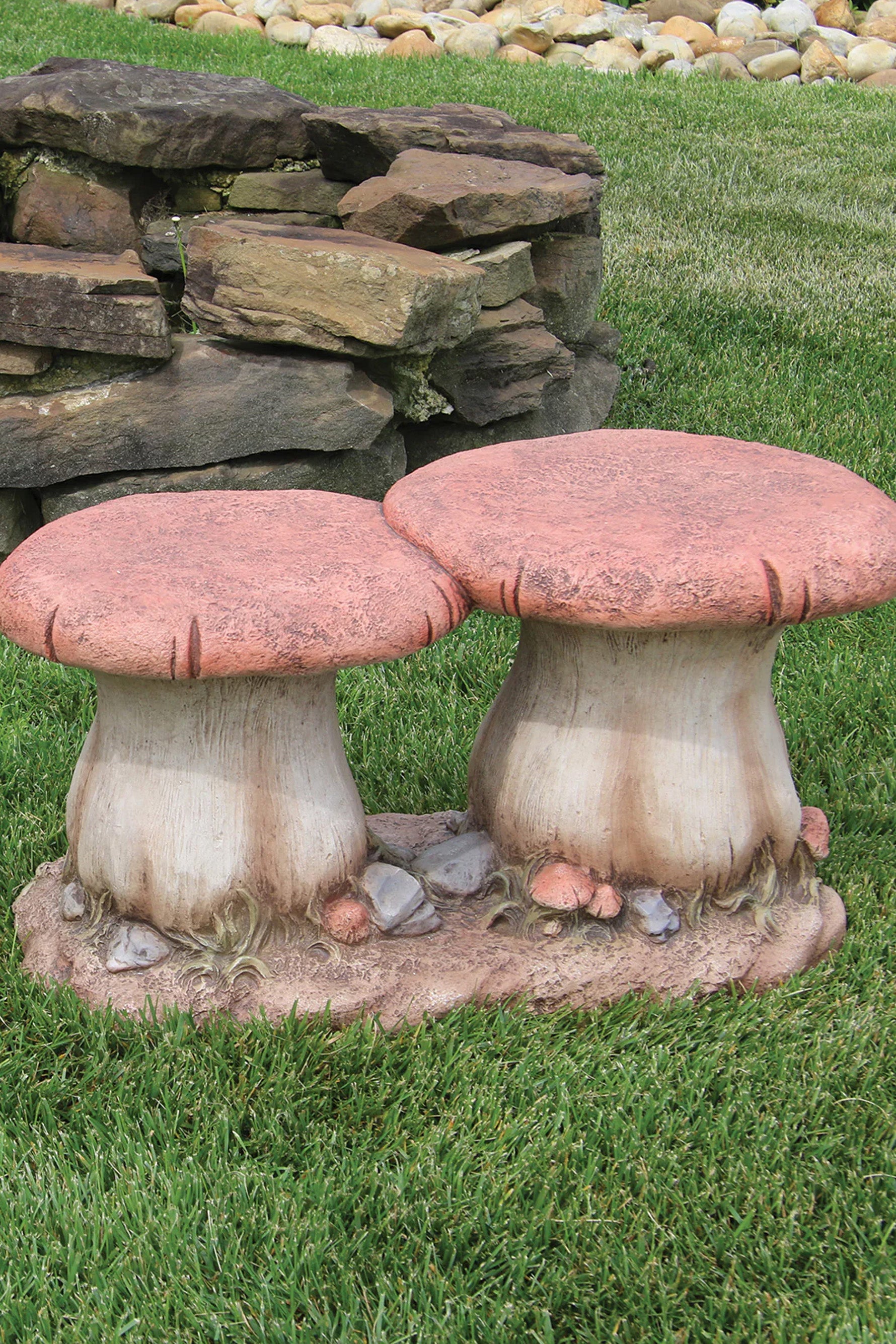 mushroom　0421 Double Mushroom Seat – Massarelli Lawn Ornaments
