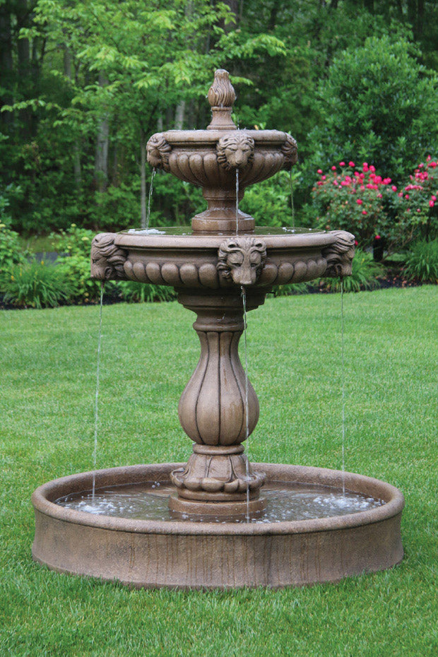 Classic Lion Head Concrete Pool Fountain