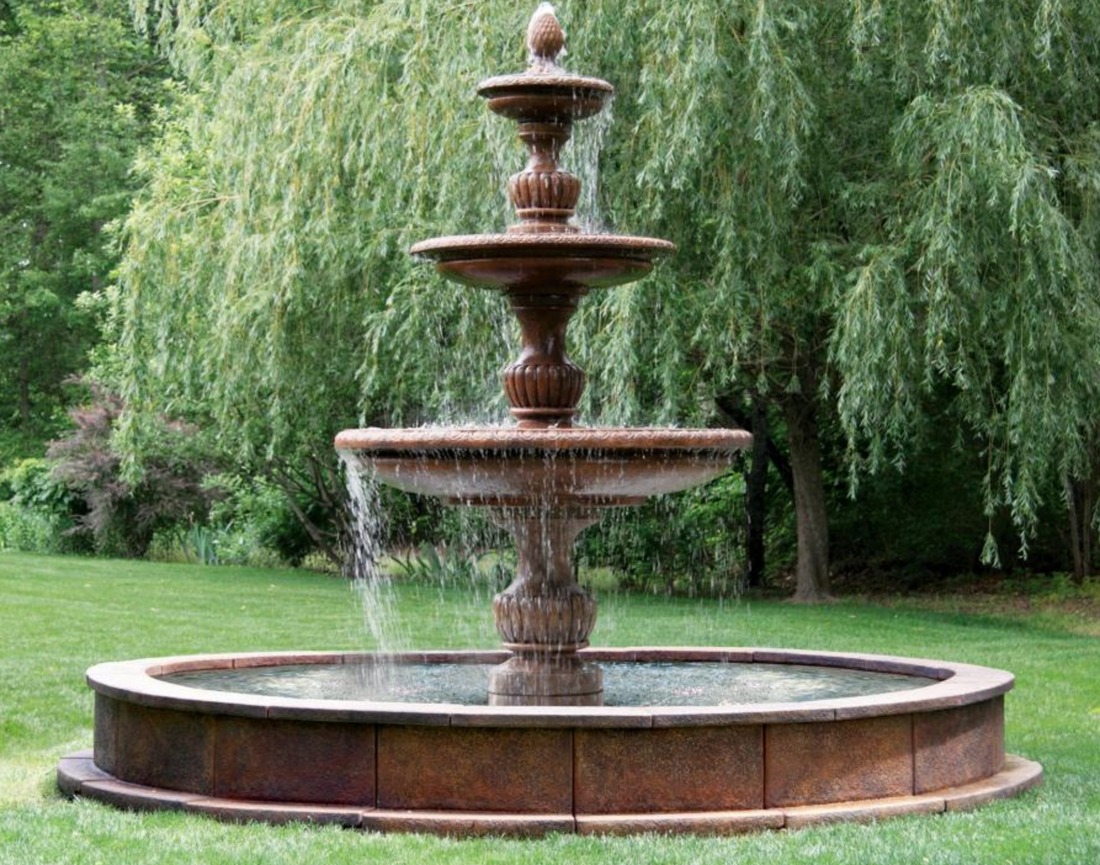 Three Tier Savona Fountain On 12' Modular Pool – Massarelli Lawn Ornaments