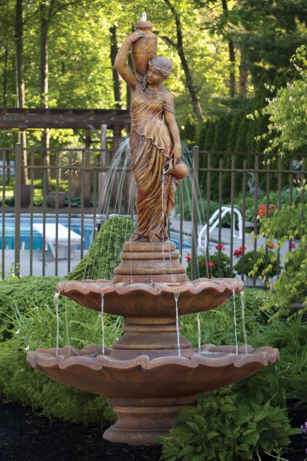 Two Tier Large Grecian Lady Fountain With 30" Ring | Massarelli's